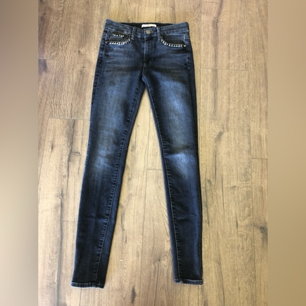 FIDELITY BELVEDERE MID RIS SKINNY JEANS STUDDED POCKETS WASHED GRAY COLOUR
